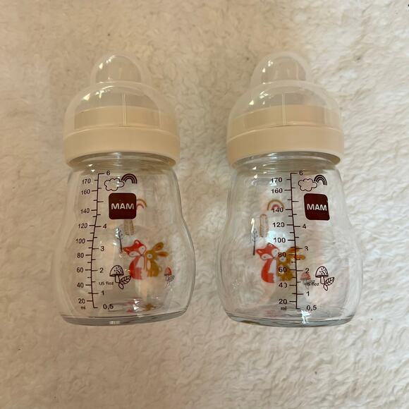 MAM✨Feel Good✨Slow Flow Premium Glass Baby Bottles✨Set of 2 Without Box 170mL - Picture 2 of 4